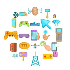 Poster - Mobile entertainment icons set. Cartoon set of 25 mobile entertainment vector icons for web isolated on white background