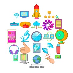 Poster - Mobile dev icons set. Cartoon set of 25 mobile dev vector icons for web isolated on white background