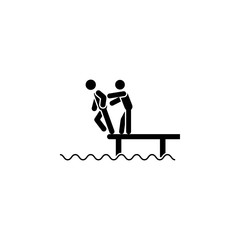 Poster - push into water icon. Element of joke dat icon. Premium quality graphic design icon. Signs and symbols collection icon for websites, web design, mobile app