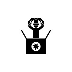 Poster - clown in box icon. Element of joke dat icon. Premium quality graphic design icon. Signs and symbols collection icon for websites, web design, mobile app