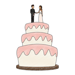 Wall Mural - Wedding cake on table cartoon vector illustration graphic design