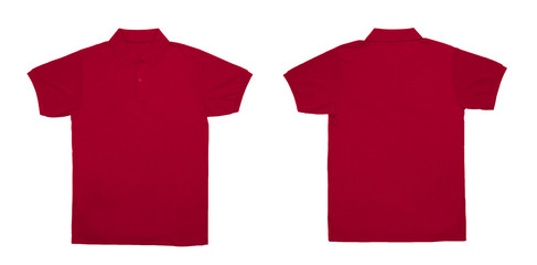 Wall Mural - Blank Polo shirt color red front and back view on white background