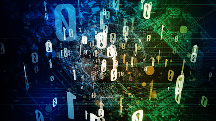 Aufkleber - Quantum computing concept. Digital communication network. Technological abstract.