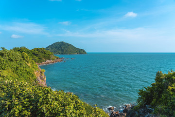 beautiful tropical beach blue ocean background summer view sunshine at sand and sea asia beach thail