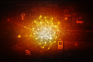 Poster - 2d illustration Security concept - shield 
