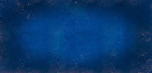Blue Grey Dark Background Of School Blackboard Colored Texture. Blue Black Vignetted Aged Texture Background. Long Format