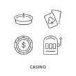 Casino set of vector icons outline style