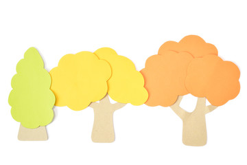 Wall Mural - Autumn trees paper cut on white background - isolated