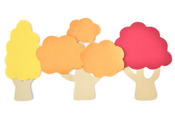 Wall Mural - Autumn trees paper cut on white background - isolated