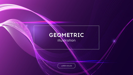Wall Mural - Modern violet background with abstract wave. Trendy screen design with colored gradient, landing web page, vector eps10
