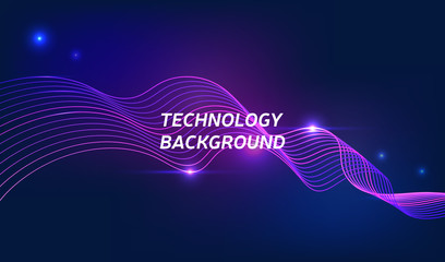 Wall Mural - Violet technology background with abstract digital wave. Modern colored illustration, vector eps10
