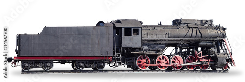 Fotomural Panorama of the old steam locomotive on a white background