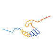 © teracreonte - Logotipo manos unidas lineal en azul y naranja