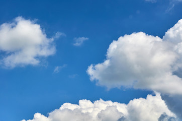 Blue sky with clouds background, copy space template, cloudy image texture and pattern