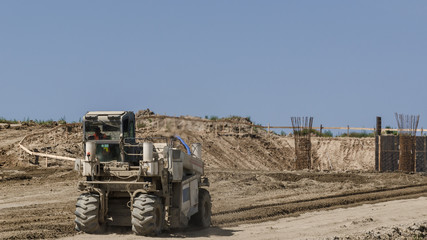 CONSTRUCTION MACHINERY -  Soil stabilization on the construction site
