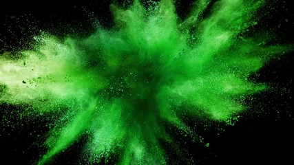Super slow motion of colored powder explosion isolated on black background. Filmed on high speed cinema camera, 1000fps.