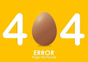 Poster - 404  error page not found with egg vector style and yellow background