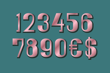 Leinwandbilder - Pink golden numbers with dollar and euro symbols.