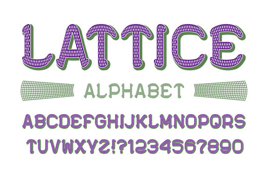 Lattice alphabet with numbers in retro style.