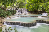 Fototapeta Las - Beautiful waterfalls in Kuang Si, near Luang Prabang, Laos, Asia
