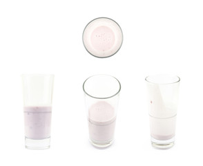 Sticker - Glass of flavoured yogurt isolated