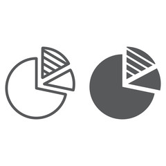 Fototapete - Pie Chart line and glyph icon, data and analytics, statistics sign, vector graphics, a linear pattern on a white background, eps 10.