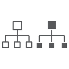 Fototapete - Flow chart line and glyph icon, data and analytics, diagram sign, vector graphics, a linear pattern on a white background, eps 10.