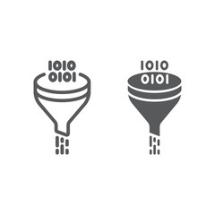 Aufkleber - Data filter line and glyph icon, data and analytics, funnel sign, vector graphics, a linear pattern on a white background, eps 10.