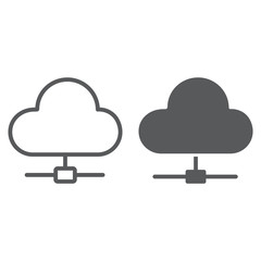 Aufkleber - cloud computing line and glyph icon, data and analytics, network sign, vector graphics, a linear pat