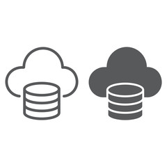 Aufkleber - cloud computing line and glyph icon, data and analytics, network sign, vector graphics, a linear pat