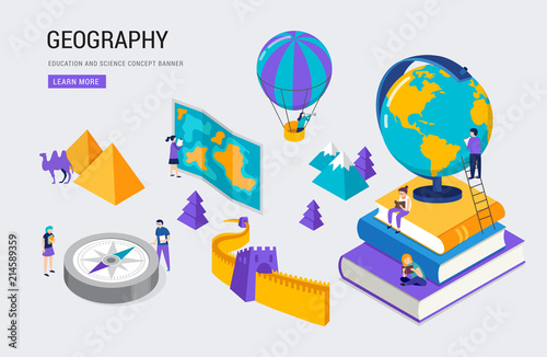 Fotografía Geography class, school, college lesson. Isometric design