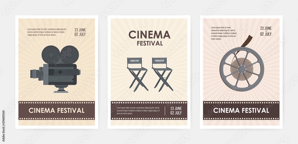 Bundle Of Vertical Flyer Or Poster Templates With Retro