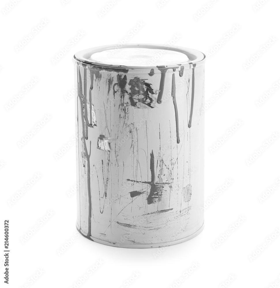 Can of paint on white background