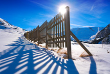 Cerler Wooden Snow Fence In Pyrenees