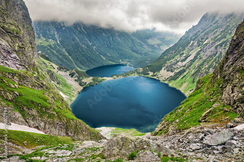 Fényképezés  Czarny Staw pod Rysami (Black Lake below Mount Rysy) and Morskie Oko lakes in Ta