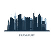 Frankfurt skyline, monochrome silhouette. Vector illustration.