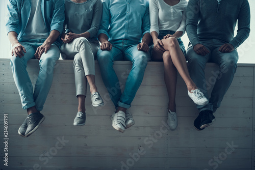 Fotografie, Obraz Close up. Students Sitting in Hall at College.