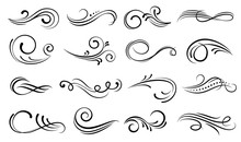 Set Of Ornamental Filigree Flourishes And Thin Dividers