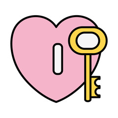 Sticker - color heart padlock style with key access