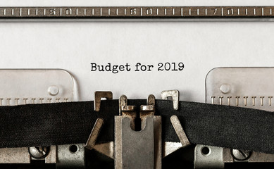 Poster - Text Budget for 2019 atyped on retro typewriter