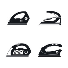 Smoothing Iron Drag Appliance Icons Set. Simple Illustration Of 4 Smoothing Iron Drag Appliance Vector Icons For Web