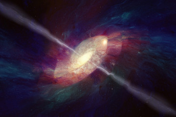 Wall Mural - spacetime warping concept, black hole absorbs spiral galaxy in deep space