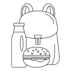 Poster - Backpack milk burger icon. Outline illustration of backpack milk burger vector icon for web design isolated on white background