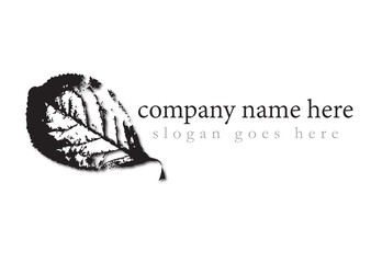 black and white leaf company logo or sign