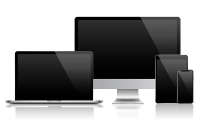Poster - set of computer, laptop in a flat vector style