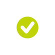 © Ne Mariya - Valid Seal icon. Green tick. Flat OK sticker icon. Isolated on white. Accept button.