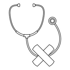 Canvas Print - Stethoscope cross bandage icon. Outline illustration of stethoscope cross bandage vector icon for web design isolated on white background