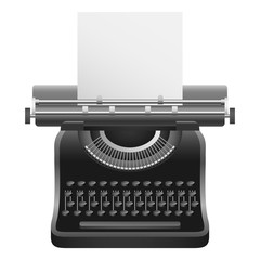 Poster - Black typewriter mockup. Realistic illustration of black typewriter vector mockup for web design isolated on white background