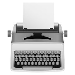 Poster - white typewriter mockup. realistic illustration of white typewriter vector mockup for web design iso