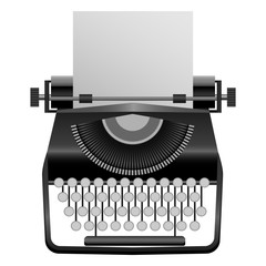 Poster - retro typewriter mockup. realistic illustration of retro typewriter vector mockup for web design iso